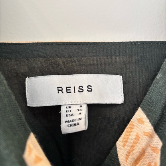 🛑SOLD🛑 REISS Alice Fitted Floral Print Midi Dress in Khaki Size 4 - Picture 9 of 12